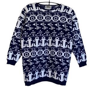 BABO Vintage Hand Knit Los Angeles Nautical Design Sweater One Size XL